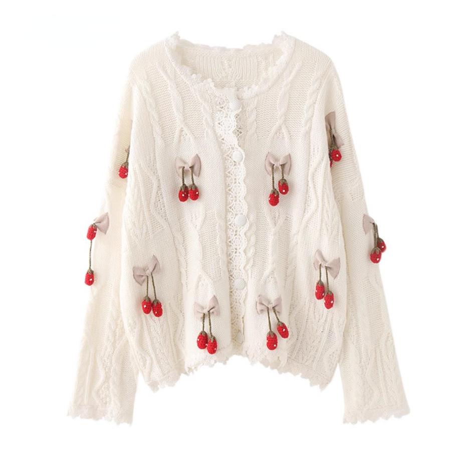 Осень-зима женский кардиган винтажный элегантный роскошный ручной работы с вышивкой Mori Girls сладкий вязаный шерстяной свитер кардиган C-171