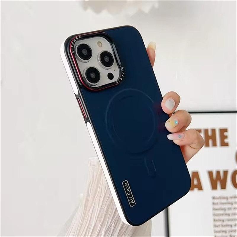 Бизнес двухцветный кожаный чехол Magsafe для iPhone 12 13 16 15 Pro Max магнитный матовый мягкий противоударный чехол для iPhone 15Pro