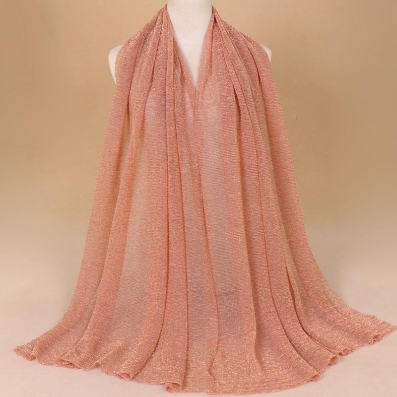 Autumn New Gold Thread Nylon Scarf For Women Girls Solid Color Sunscreen Scarves Soft Foulard Viscose Female Wrap Shawls