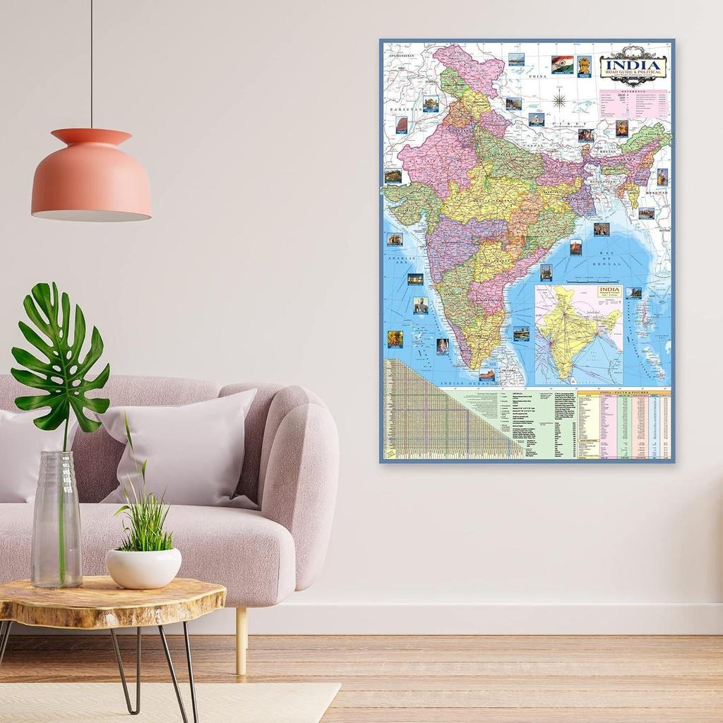 Educational Globe - 13 Inch Height Metal Base With India Political Map (70 X 100 Cm) - World Globe for Home and Office Decor, Gift Item, Show Piece