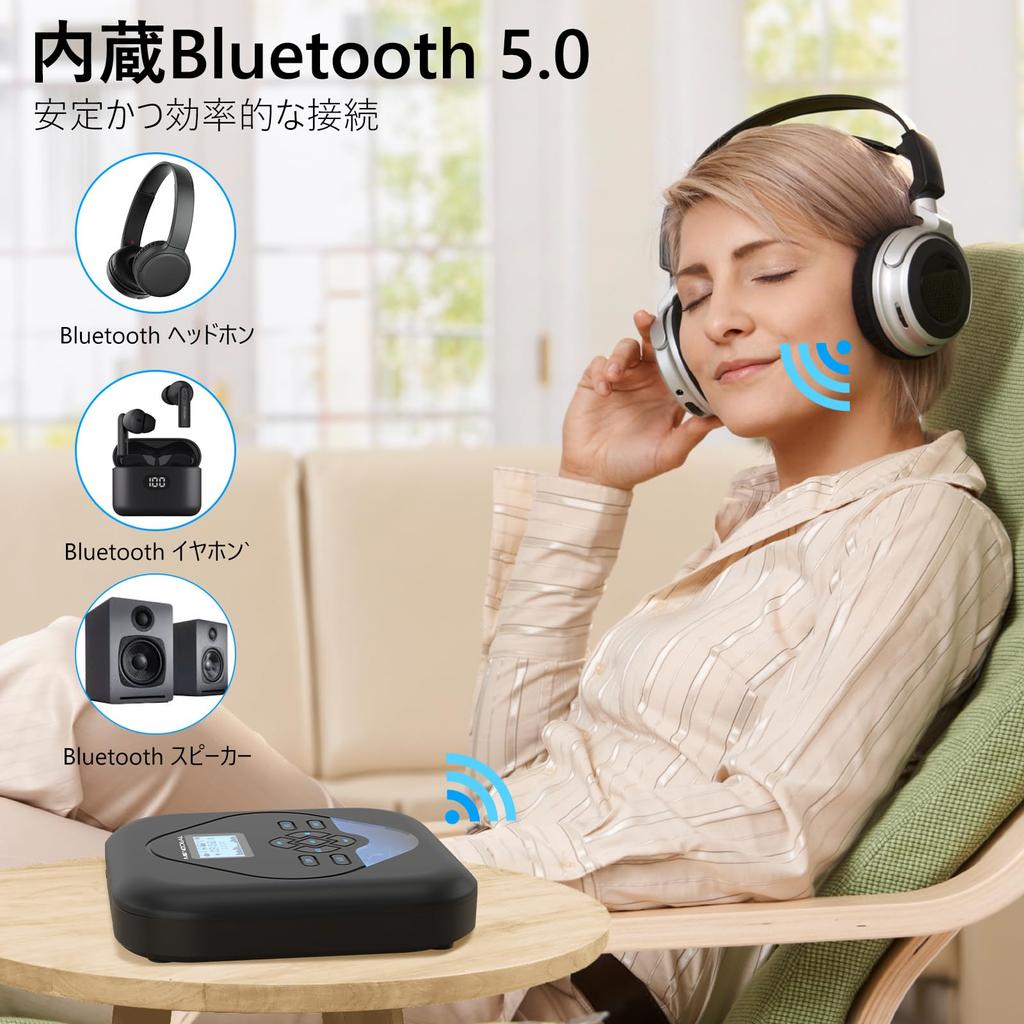 MONODEAL CD Bluetooth Equipped with ASP Sound Skip 5EQ Program 32GB TF Card Earphone Ideal for Language Music and Fetal Compact Convenient To Player,