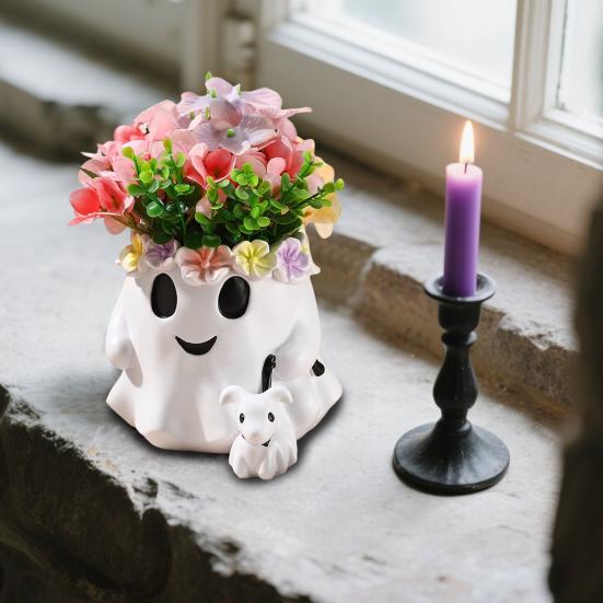 Ghost Walking Dog Bucket Candy Bowl Holder Bucket Large Capacity Indoor Outdoor Halloween Planter Pot Decor