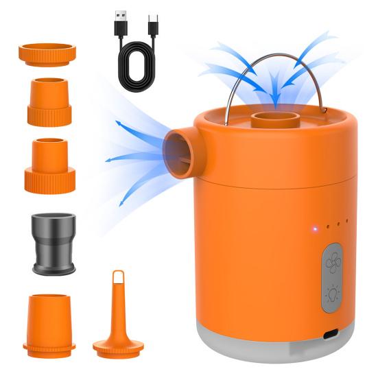 Outdoor Multi-function Air Pump with LED Light Portable USB Rechargeable Inflatables Swimming Ring Pool Float Air Mattress Bed Mini Electric Inflator