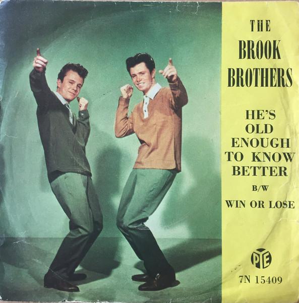 7-дюймовая пластинка BROOK BROTHERS - Он достаточно взрослый, чтобы знать лучше 7N15409 Pye Records 1962 Великобритания Рок Б/У