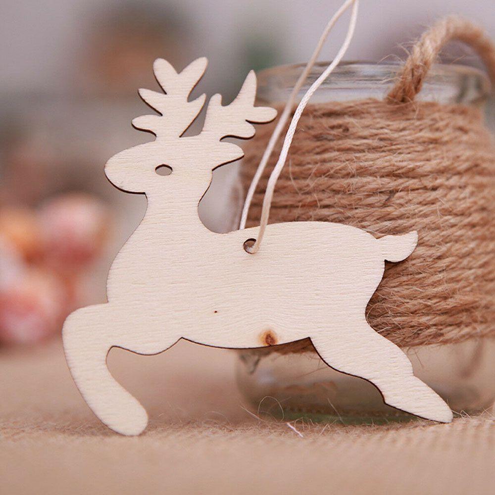 Pendant Decorations DIY Craft Christmas Decor Wood Hanging Tree Ornaments Snowman Snowflake Elk