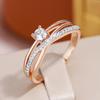 Gold Color Crossing Design Silver Plated White Zircon Wedding Rings for Women Personality Jewelry