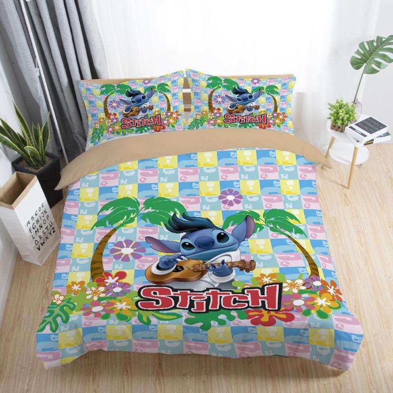 Adorable 3d Cartoon Stitch Anime Comforter With Matching Duvet Cover And Pillowcase