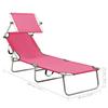 Folding Sun Lounger with Sun Canopy Steel Pink