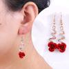 Rhinestone Inlaid Rose Flower Spiral Dangle Women Hook Earrings Jewelry Gift