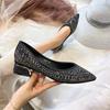 Fashion French Pointed Single Shoe Women 2024 Silver Shallow Mouth Rhinestone Flat Bottom Temperament Boat Shoes