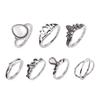7 Pcs Vintage Women Hollow Carving Lotus Flower Waterdrop Knuckle Midi Rings Set AVE