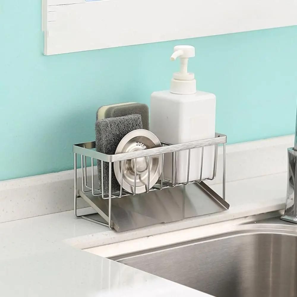 Stainless Steel Sponge Soap Holder Compact Kitchen Sink Organizer  Home