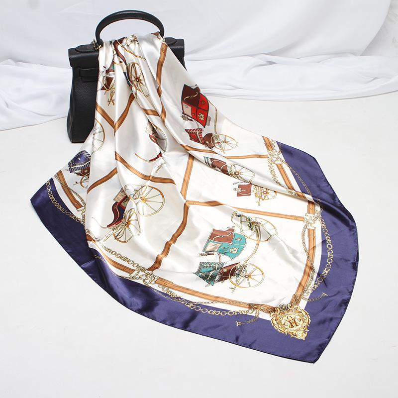 Fashion Square Scarf Women's Scarf Bib Tie Scarf Beach Towel Silk Hijab 90 * 90cm EMA