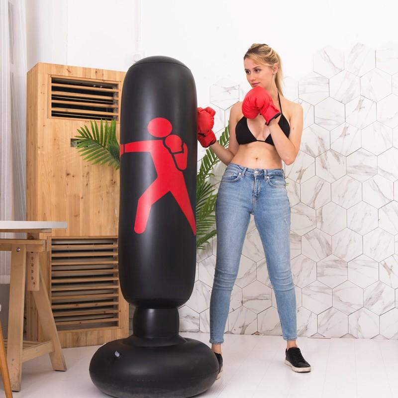 160cm Inflatable Freestanding Punching Bag Adults - PVC Heavy Duty Boxing Training Dummy With Base Stability