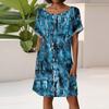 Women's Fashion Short Sleeve Dress With Pockets Floral Print Casual Beach Dress