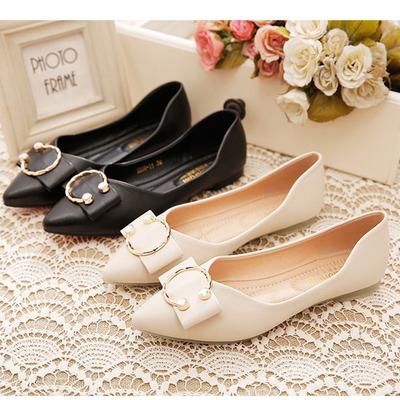 Металлические балетки весна и осень новая обувь женская мягкая подошва мягкая кожа мелкий вырез острый носок универсальные одинарные туфли женские