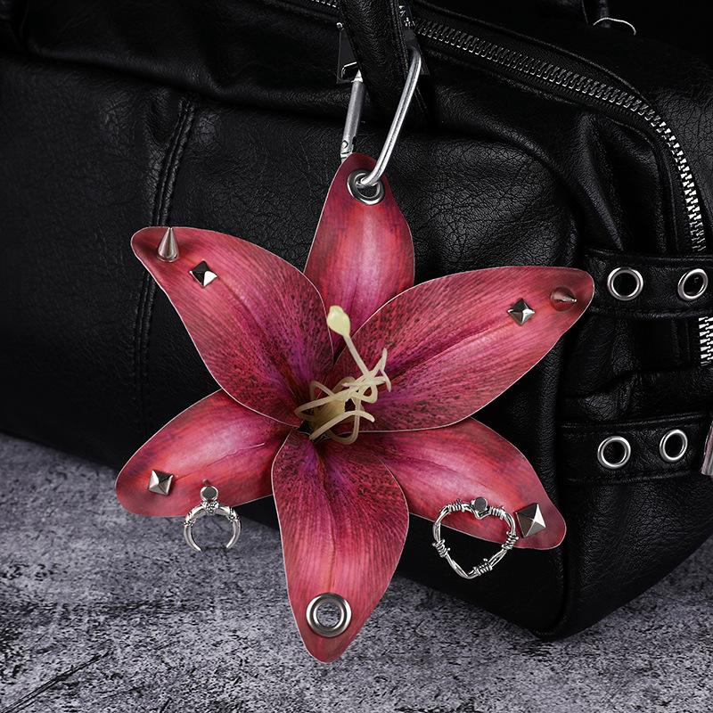 Creative Lily Simulation Flower Keychain Pendant Backpack Decoration Accessories Gifts