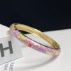 Enamel Peony Filigree Flower Bangle Double Bangle Women's Hand Bracelet  Gifts for Women Girl