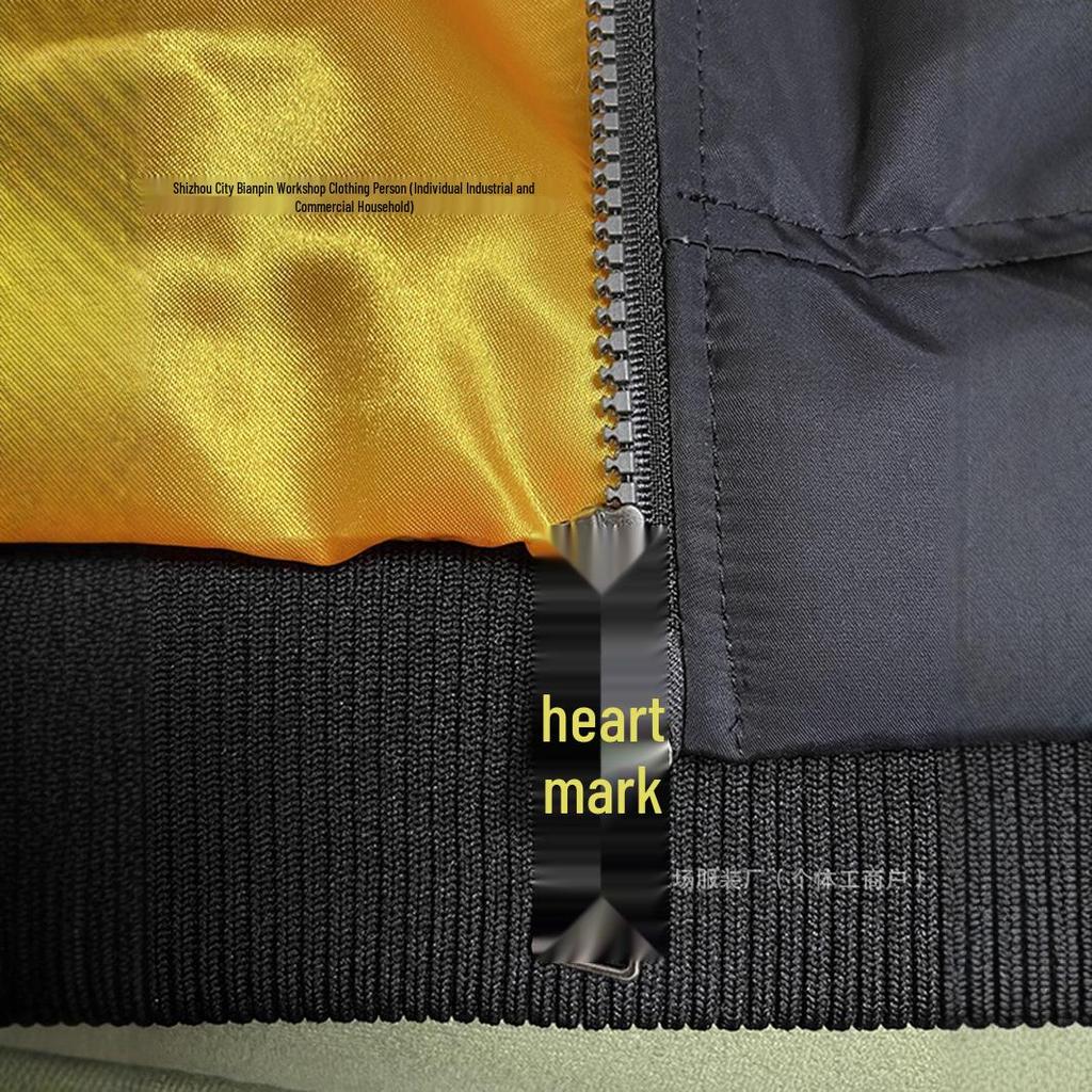 Ветрозащитная вышитая зимняя летная куртка: Унисекс теплая бейсбольная форма свободного кроя со стоячим воротником.