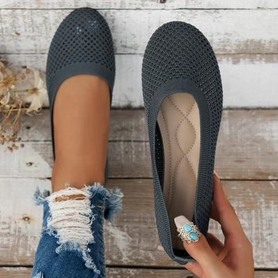 2024 женская обувь на плоской подошве, новая мода на весну и осень, туфли на мелкой подошве с круглым носком, удобная повседневная обувь с дышащей сеткой и босиком