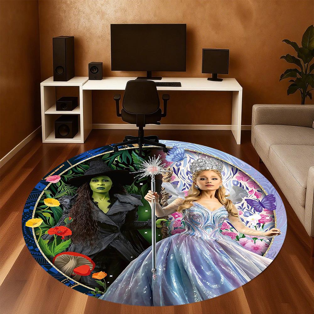 1pc Wicked Pattern Office Round Rugs, Under Chair Round Rugs for Living Room, Bedroom, Bathroom Decoration Carpet 091848