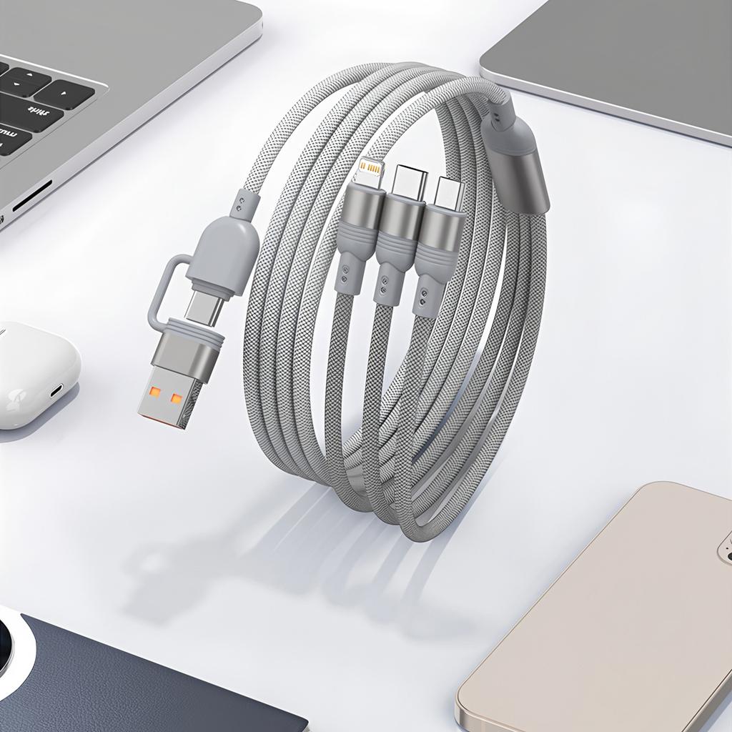 Зарядный кабель 1,2 м 3 в 1 USB Type C Многопортовый Micro кабель Для iPhone 15 14 13 12 Samsung Galaxy Xiaomi Redmi