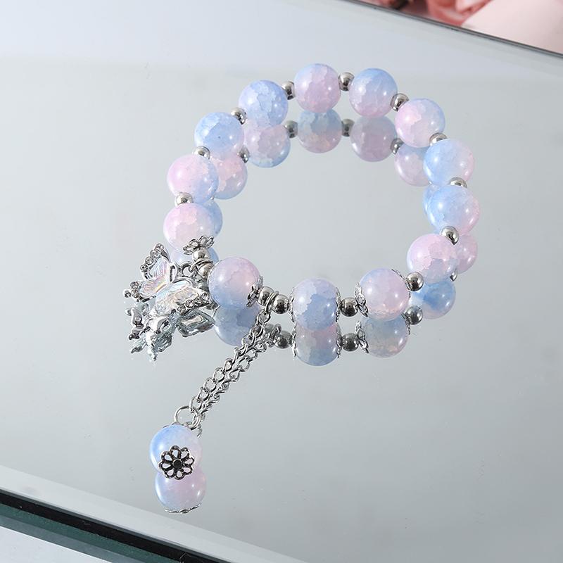 Браслет-нитка из бусин, натуральный кошачий глаз, браслет-бабочка, очаровательный браслет, изысканный, элегантный, для девочек, бусины-бабочки, украшение, ювелирное изделие, подарок