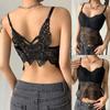 Gothic Black Mesh Butterfly Cropped Tank Top Lace Vest Tops Backless Sexy