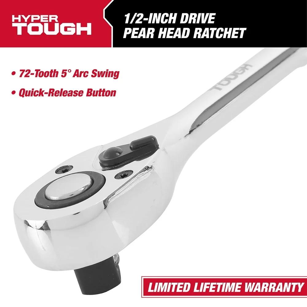 Трещотка с грушевидной головкой 1/2 дюйма, 72 зуба, хромированная, быстросъемная, сверхпрочный стальной инструмент, эргономичная рукоятка 5800V