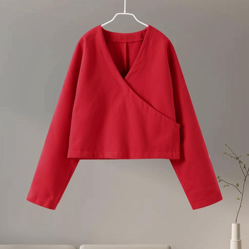 Шикарный красный женский свободный свитер с V-образным вырезом, повседневный, с длинными рукавами, вязаный теплый пуловер, осенний женский модный трикотаж, топы