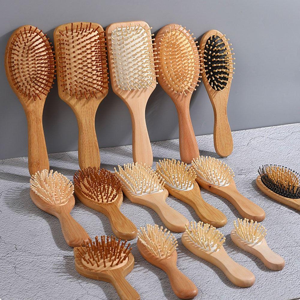 1Pc Paddle Cushion Massage Brush Hair Loss Bamboo Comb New Wood Comb  Hair Scalp
