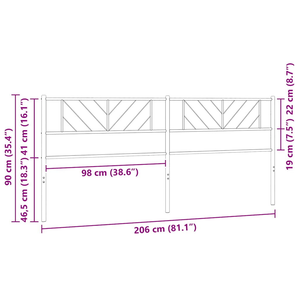 Replacement Headboard Metal Black 200 cm