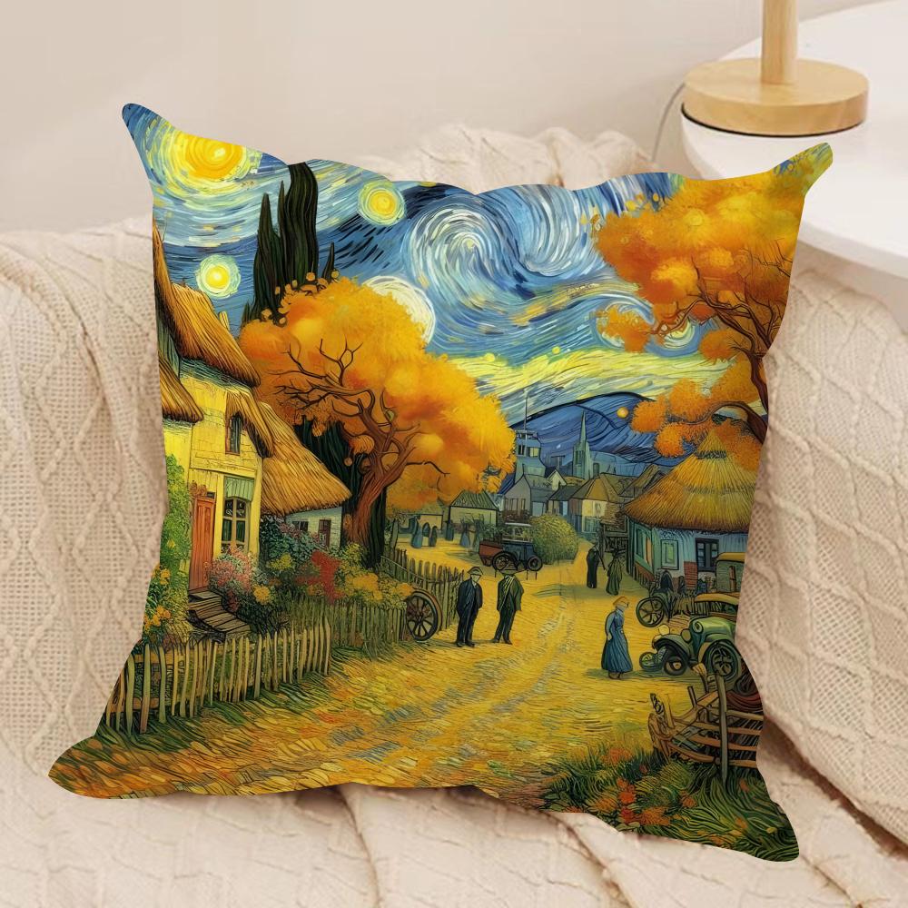 Classic VVanGogh Art Cushion Cover Short plush Doublesided Print Square Throw Pillow Covers Sofa Home Cushion Decor