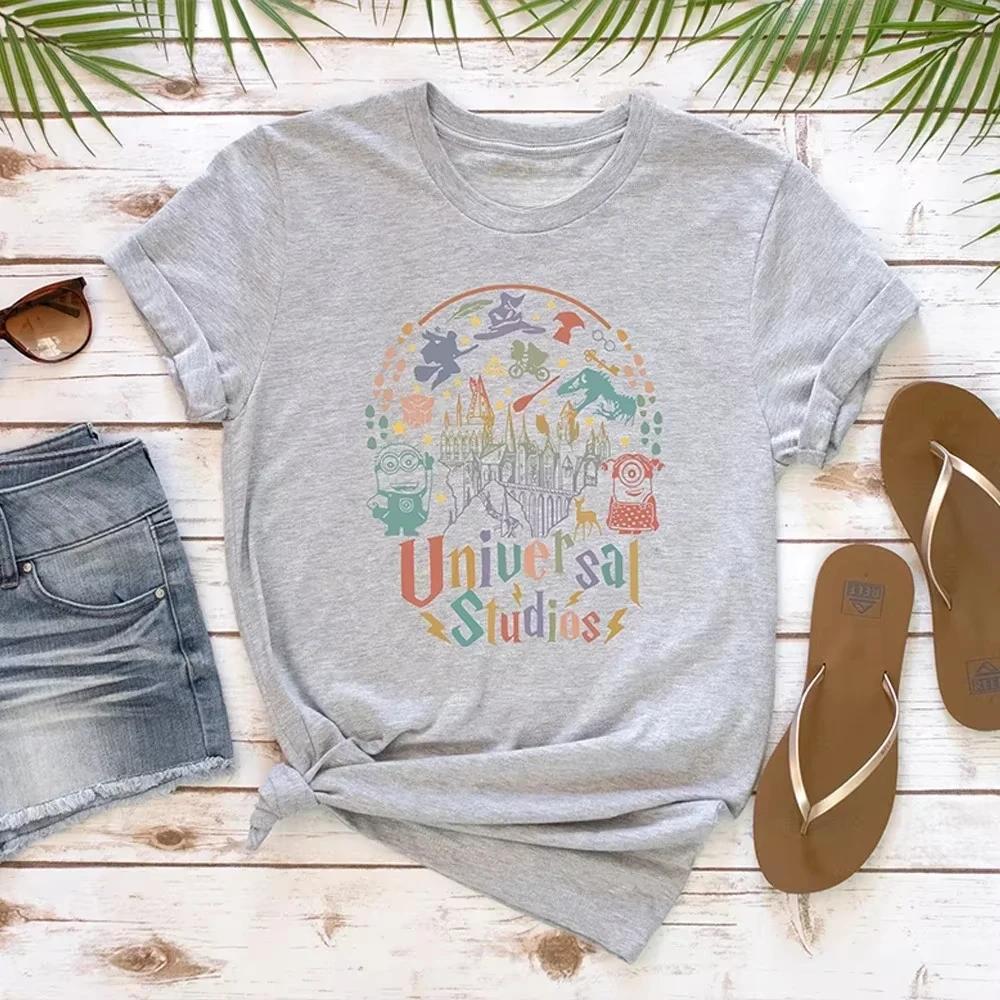 Universal Studios Orlando Shirt Prited Short Sleeve Trendy Family Trip Gift Shirt Loose Casual Apparel Y2K Top Daily Streetwear