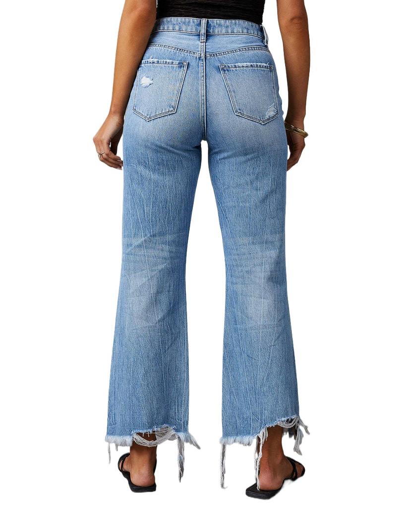 YYFS Women's Fashion Ripped Denim Casual High Waist Trousers Pants & Capris Casual Trousers