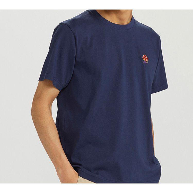Uniqlo Футболка прямого кроя с принтом, унисекс, темно-синяя 428058-69
