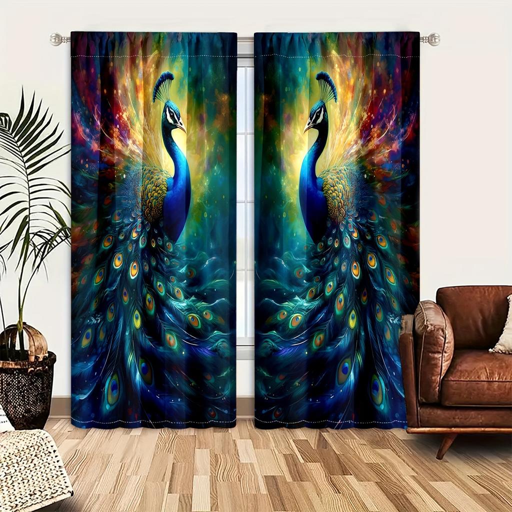 2 шт. Яркие шторы с рисунком Феникса для гостиной, спальни, украшения, 3D-цифровая печать, карманные шторы для гостиной, дома
