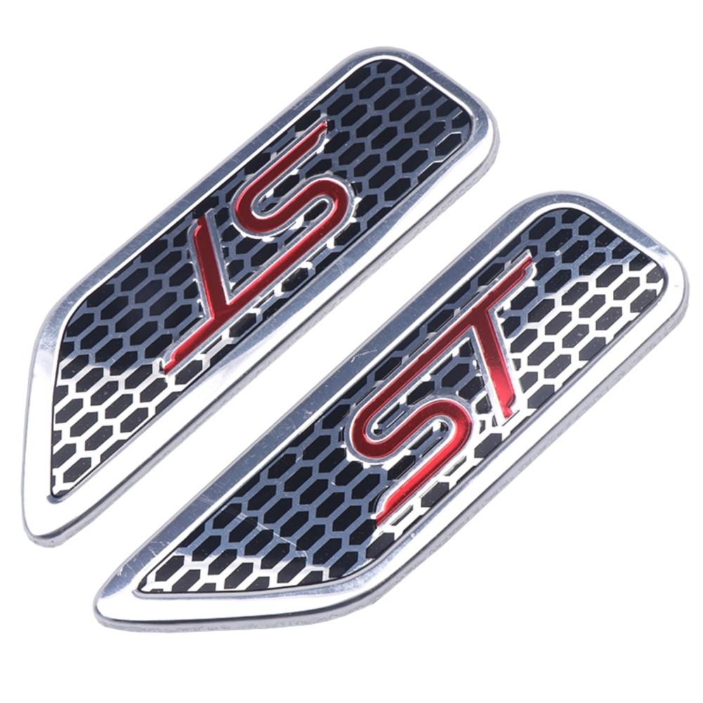2pcs Aluminum Car Side Fender Stickers ST Badges Auto Body Dekoration For Ford ST FOCUS 2 3 Mondeo Fiesta Kuga MK3 MK2 MK4 cv20