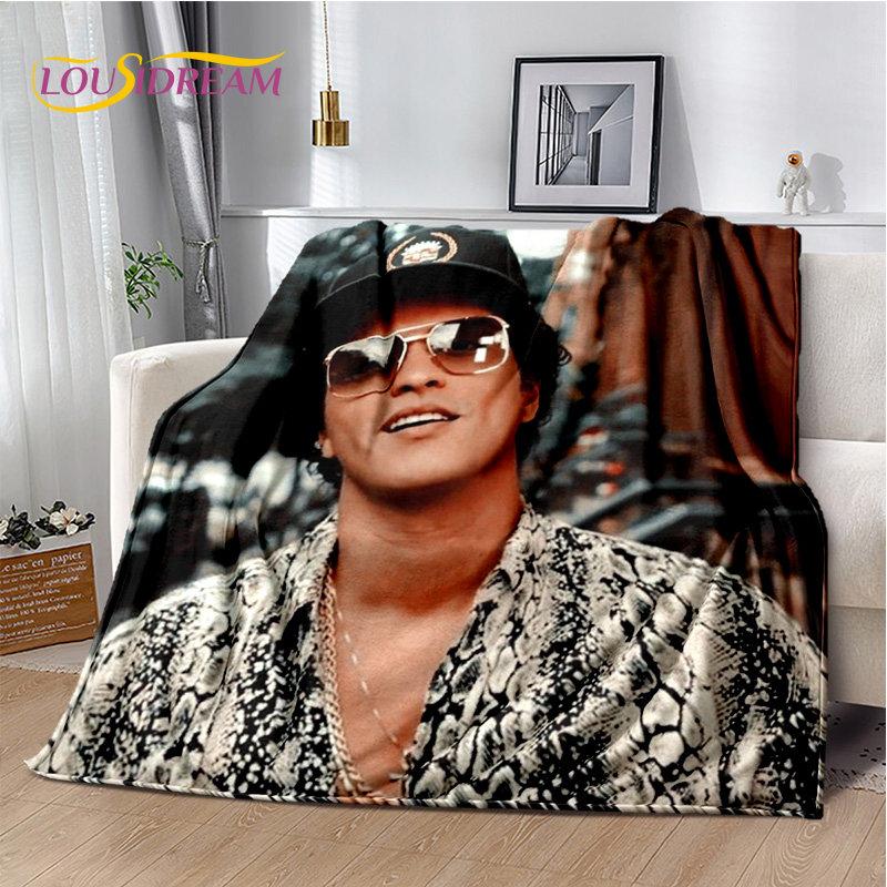 Мягкое плюшевое одеяло с 3D HD Bruno Mars Singer Star, фланелевое одеяло для гостиной, спальни, кровати, дивана, чехол для пикника, детское одеяло