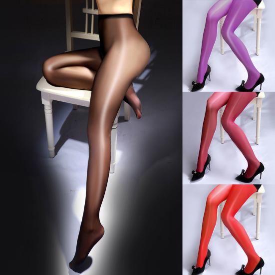 Sexy Women Sheer Pantyhose Oil Glossy Ultra Thin Solid Color Tights Stockings