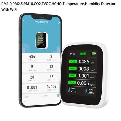 Портативный ЖК-измеритель качества воздуха 3 в 1/8 дюйма 1 WiFi PM1.0 PM2.5 PM10 CO2 TVOC HCHO Тестер температуры и влажности с голосовым сигналом