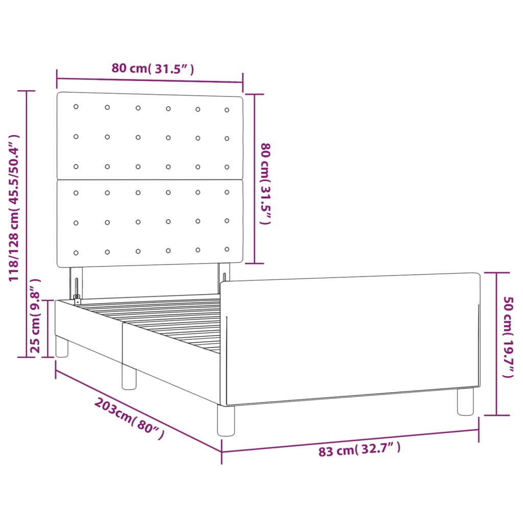 Bed Frame with Headboard Black 80x200 cm Velvet