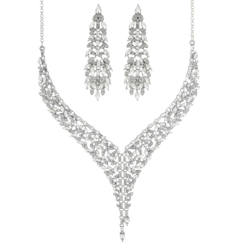 Роскошный ювелирный набор с бриллиантами для вечернего платья: Высококлассные серьги с кисточками и ожерелье для свадеб