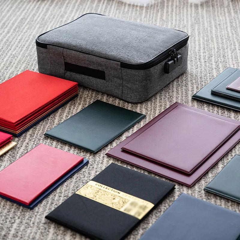 Document Storage Bag Multi-functional Card Bag with Password Lock Account Book Certificate Passport Finishing Storage Case Large Capacity Portable