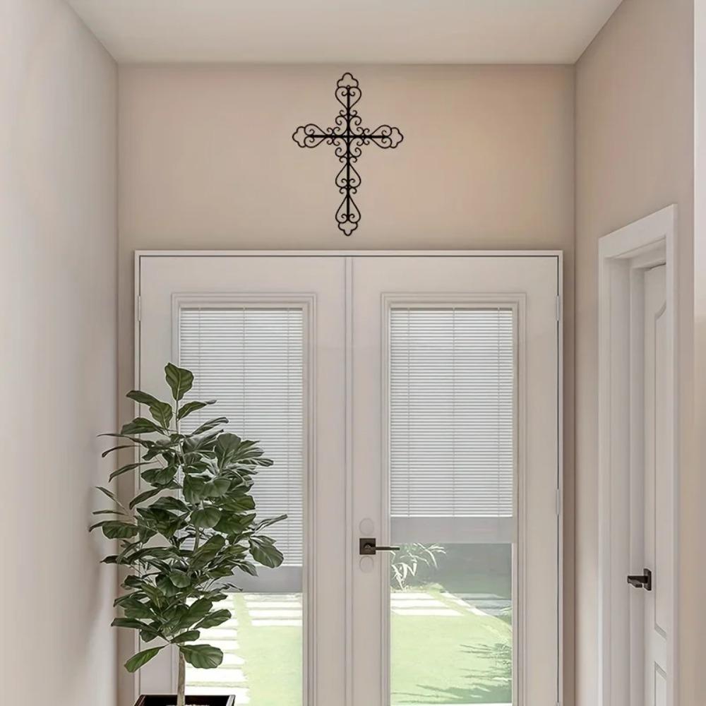 1 шт. Металлический крест, настенное украшение - настенное искусство для домашнего декора, стильное металлическое настенное украшение
