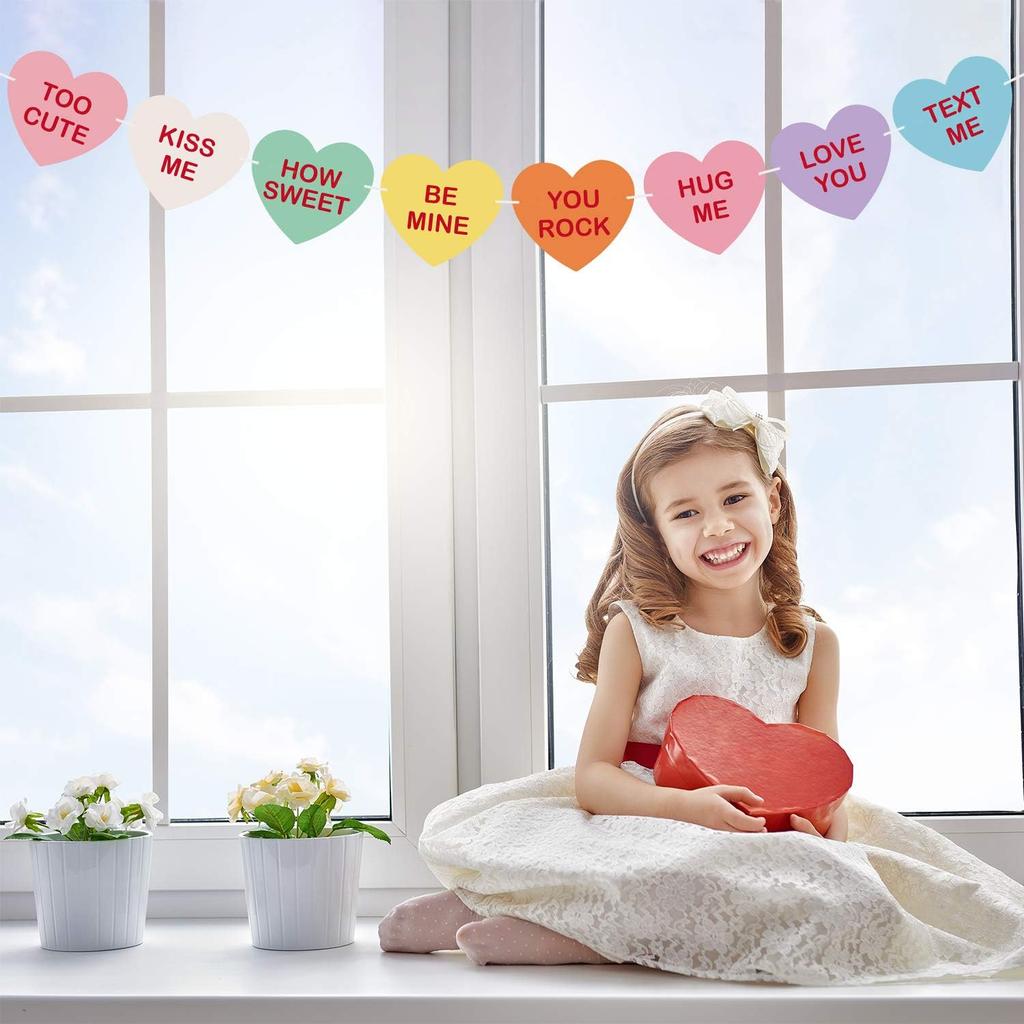TUPARKA Valentine Conversation Candy Hearts Banner Valentine Candy Hearts Sayings Garland for Valentines Decoration Party Supplies