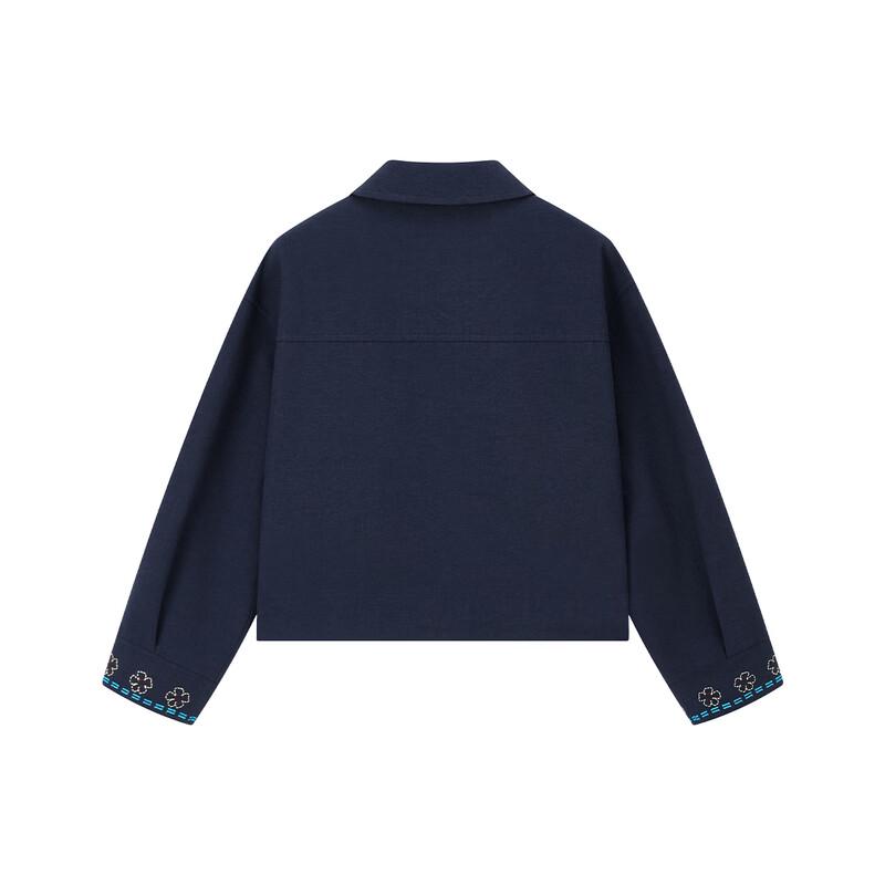 ELLE KIDS Girls' Fun Embroidered Retro Short Jacket