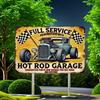 1 шт. Винтажная металлическая вывеска для гаража Hot Rod, Декор для мастерской классических автомобилей с клетчатым флагом, Водонепроницаемая ретро стена мастерской авто