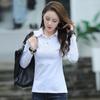 2024 New Slim Solid Color Cotton Shirt Stand Collar Women's Korean Style T-Shirt POLO Shirt Fashion Trend