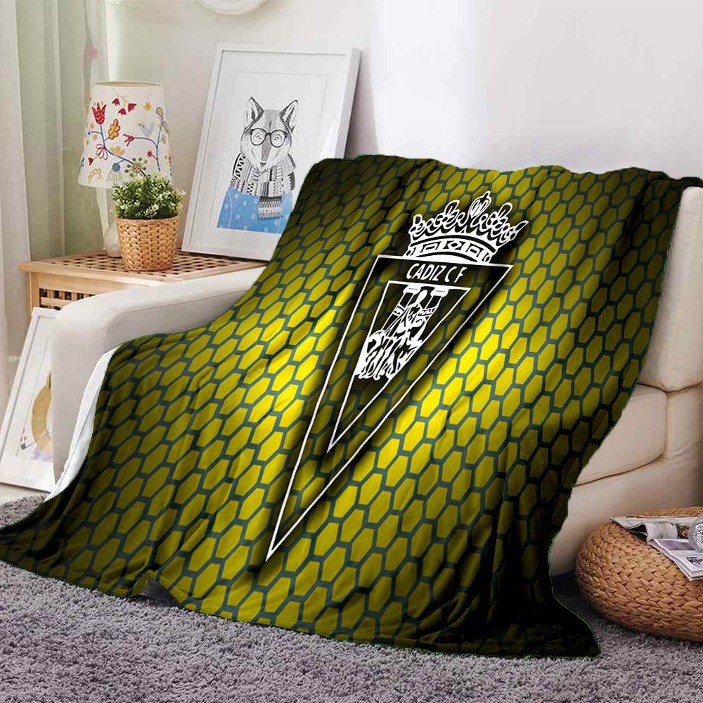 Cadiz Cf Badge Design Flannel Blanket, Soft Polyester, Modern Design, All-Season for Camping, Travel, Gifts for holidays or birthdays
